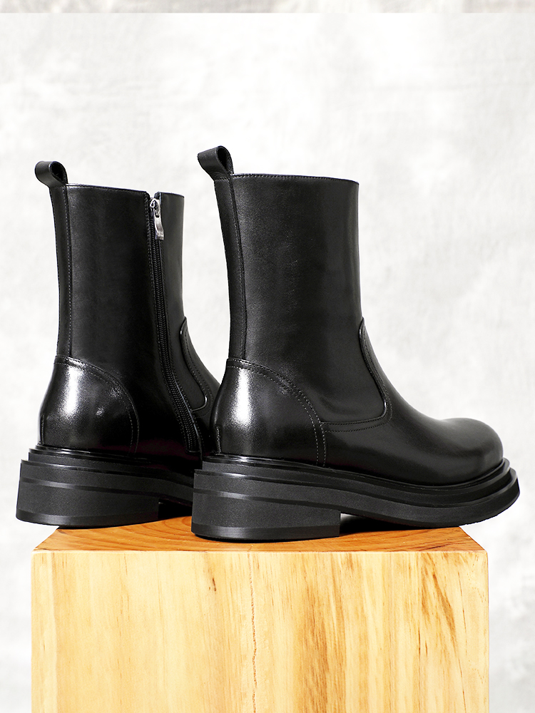 Leatherwork Designs - Modne męskie buty Chelsea z okrągłym